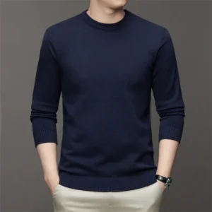 1005007856933861_navy Le Pull en laine — col rond, maille lisse