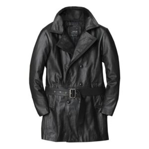 Le Trench en cuir — noir, ceinturé