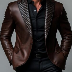 1005009834266488 Le Blazer en cuir — marron chocolat