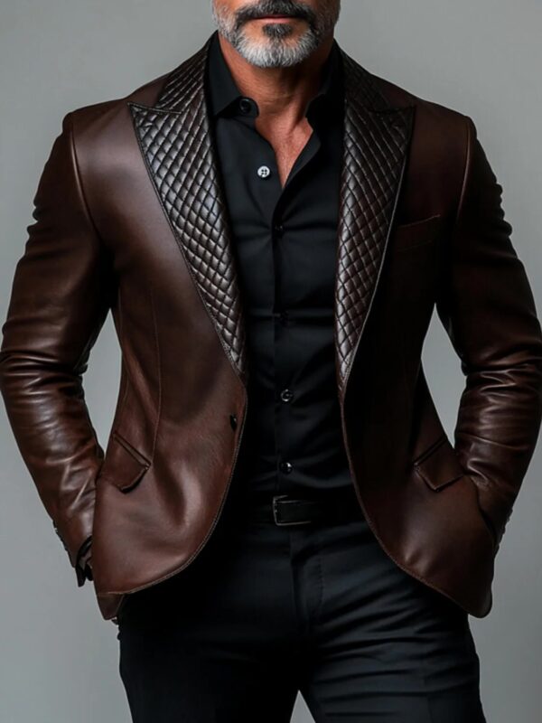 Le Blazer en cuir — marron chocolat