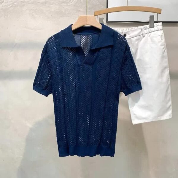 1005011736527096 Le Polo — maille ajourée, bleu marine