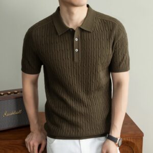 1005011896712567 Le Polo — maille torsadée, vert olive