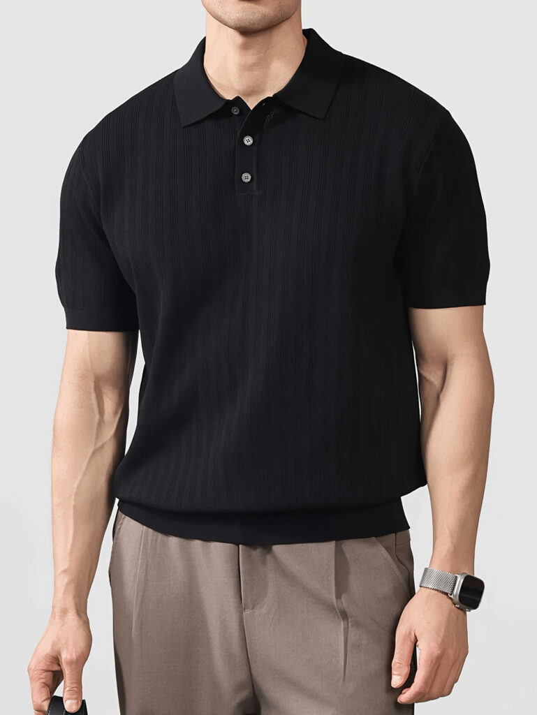 Le Polo — maille fine, noir