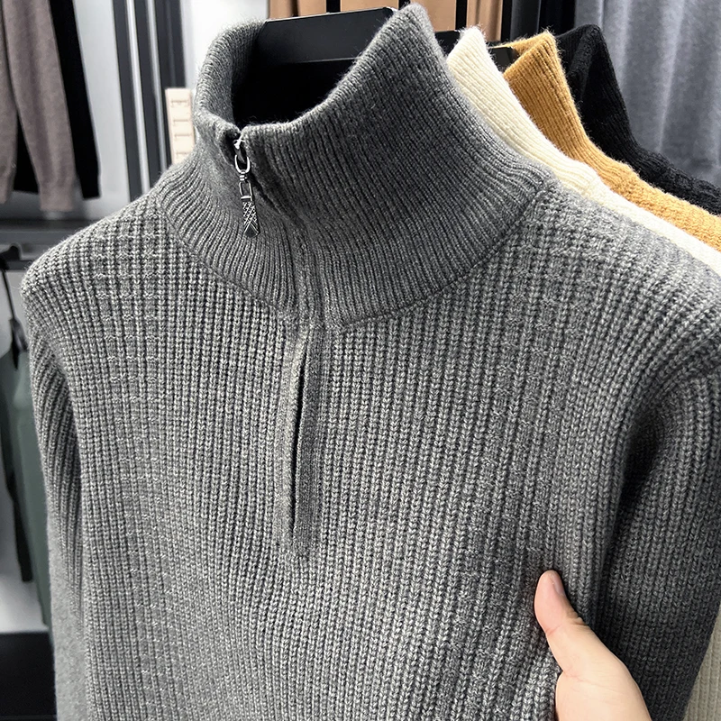 Le Pull — demi-zip, gris chiné