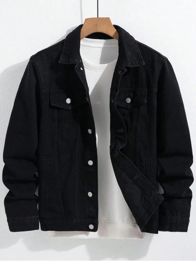 La Veste en jean — noir, coupe minimaliste