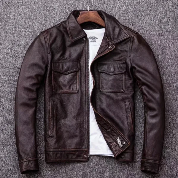 la-veste-en-cuir-cowhide-pleine-fleur-2 La Veste en cuir — cowhide pleine fleur — vue 2